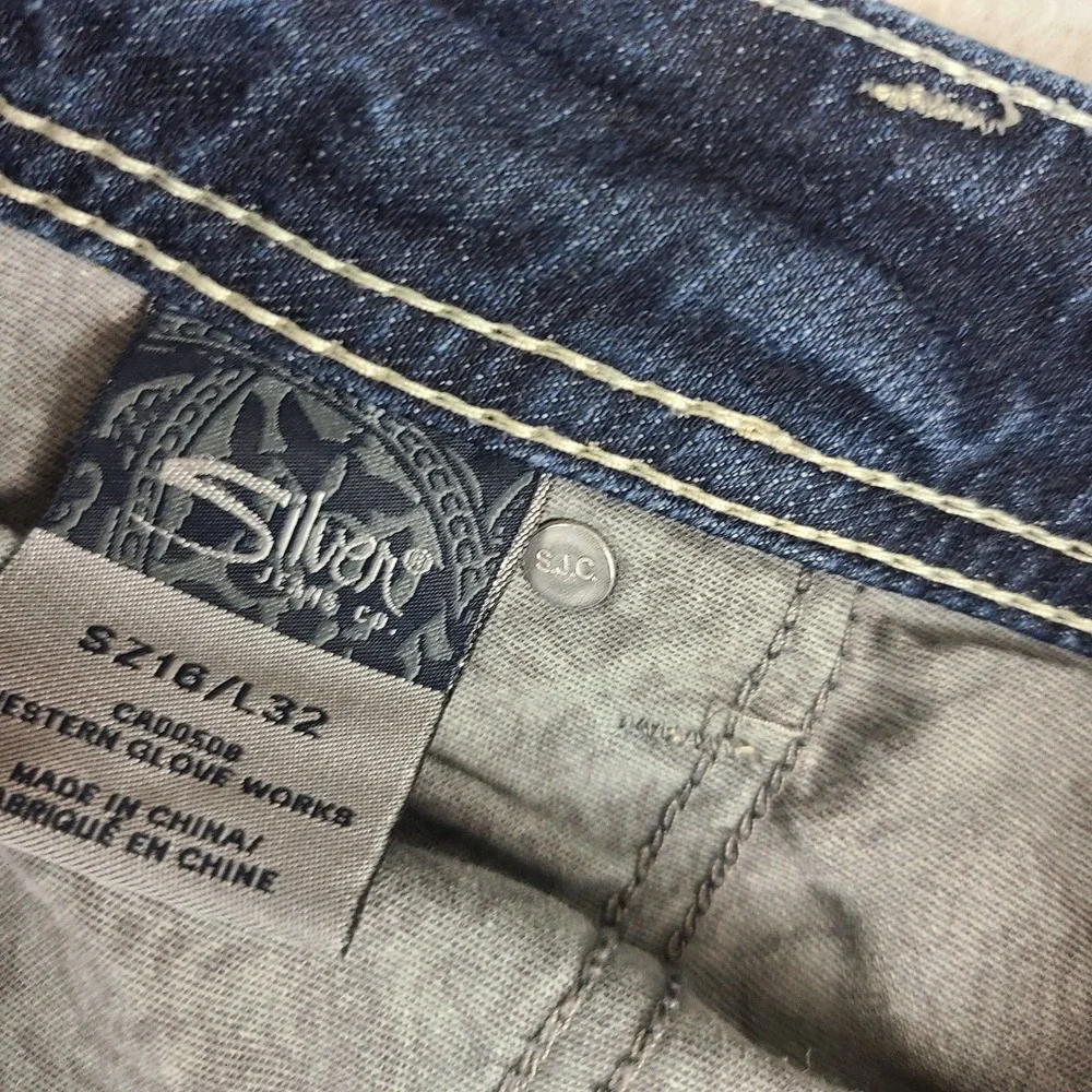 Silver Jeans Womens 16x32 Blue Suki Mid Straight Classic Stretch Dark Wash Denim